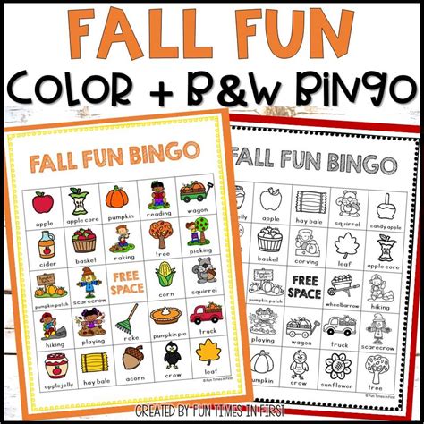 Fall Bingo Game - Fun Fall Activity - Fun Times in First