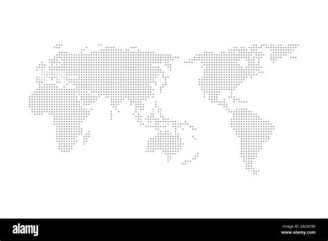 Grey Halftone Dotted World Map Vector Illustration Flat Design Asia In