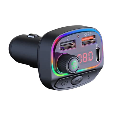 C Multifunctional Car Dual Qc Pd W Usb Charger Bluetooth Fm