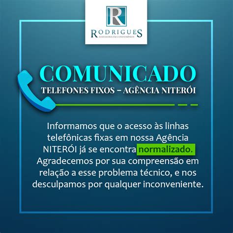 Comunicado Telefones Fixos Normalizados Rodrigues Assessoria Em