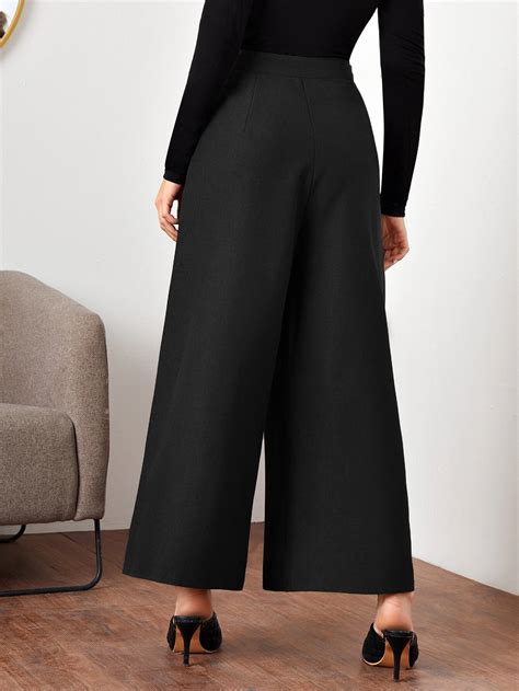 Shein Mulvari Fold Pleated Detail Wide Leg Pants For Sale Australia