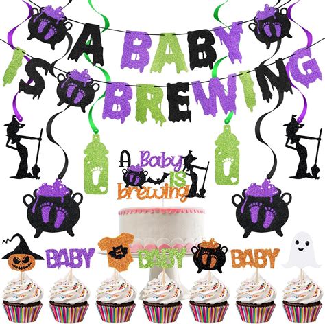 Amazon A Baby Is Brewing Halloween Baby Shower Decorations A Baby