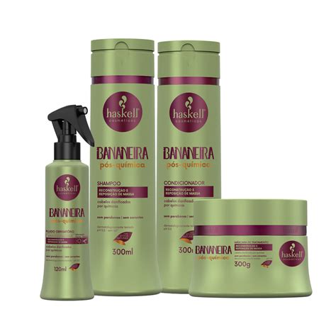 Kit Haskell Bananeira Shampoo Cond M Sc Fluido Ml Camala Cosm Ticos