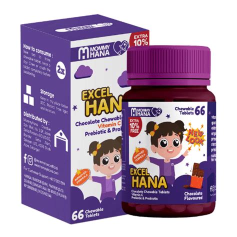 Mommyhana Excel Hana Chocolate Chewable Tablets Vitamin C Prebiotic