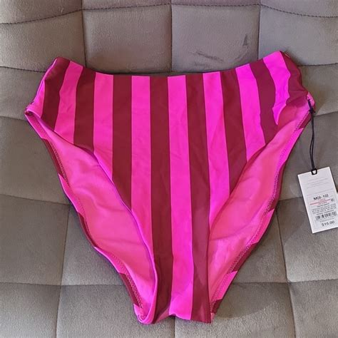 Shade Shore Swim Shade Shore Pink Stripe Bikini Bottom Medium Nwt Poshmark