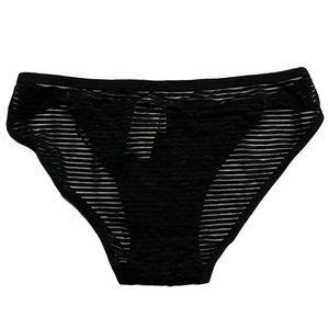 Aerie Intimates Sleepwear Nwt Aerie Bikini Pantieunderwear Sz S Black Stripe Sheer