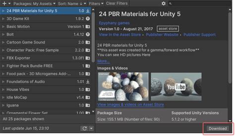 Unity Manual Download And Import An Asset Package