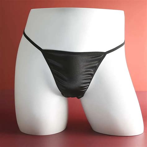 Micro Tanga De Seda Satinada Para Hombre Ropa Interior Sexy Bikini C