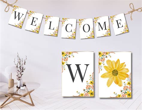 Floral Yellow Flower Theme Rectangular Flag Banner Welcome Home We