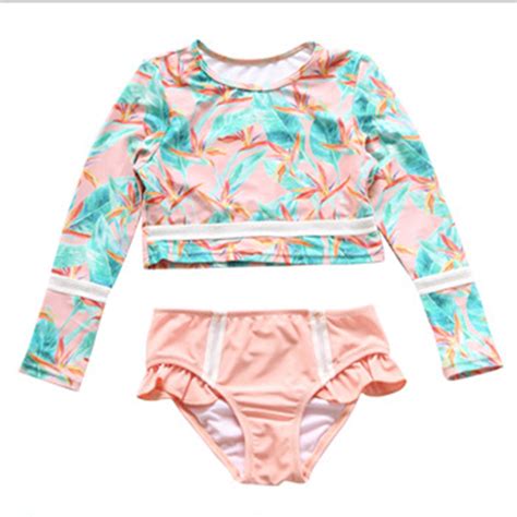 PEASKJP Baby Girls Swimwear Girls Swimsuit Ruffles Flounce Printed Two Pieces Bikini Set