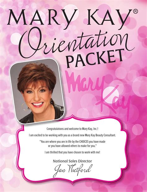 Mary Kay Orientation Packet Jan Thetford Mary Kay Business Mary Kay