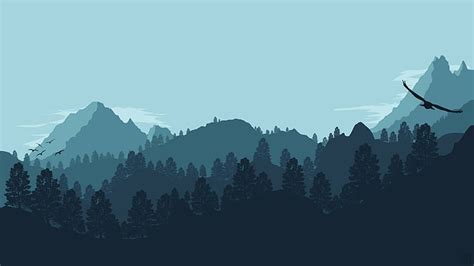 HD wallpaper: Artistic, Mountain, Forest, Landscape, Minimalist, Vector ...