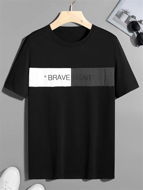 Men Letter Graphic Colorblock Tee In 2024 Mens Printed T Shirts