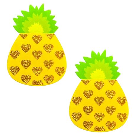 Neva Nude Pina Colada Pineapple Glitter Nipztix Pasties Nipple Cover For Parties Raves