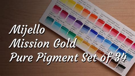 Mijello Mission Gold Pure Pigment Set of 34 Tubes: Pour & Swatchchart