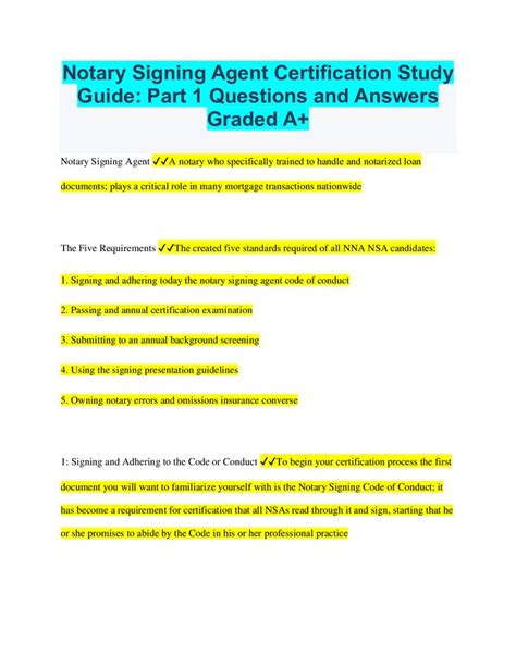 Notary Signing Agent Certification Study Guide Part 1 Questions And