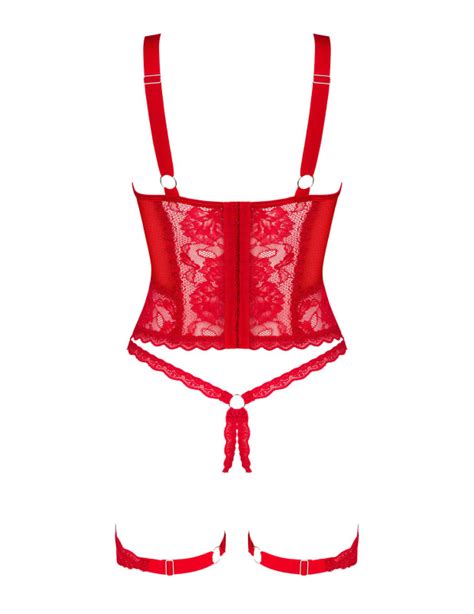 Lingerie Sexy Rouge Gu Pi Re Corset Avec Jarreti Res Dentelle Belovya