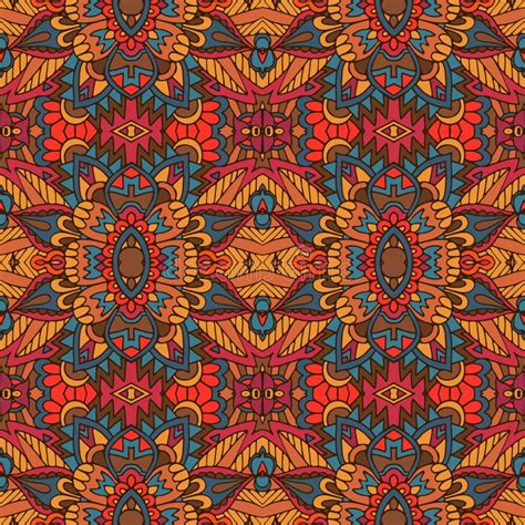 Vector Seamless Pattern African Art Batik Ikat Ethnic Ptint Vintage