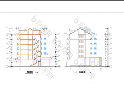 六层小区住宅楼建筑cad施工图图纸 包图网