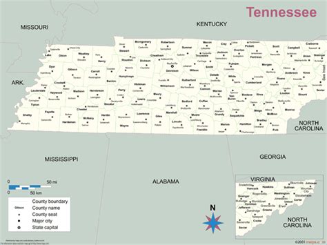 Tennessee Map With Counties