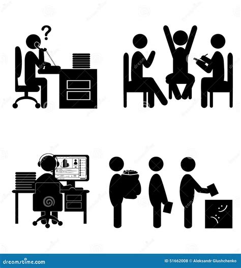 Set Of Flat Office Internal Communications Icons Isolated On White