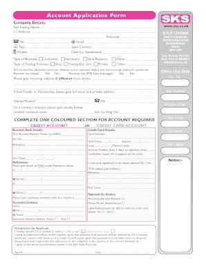 Fillable Online Sks Sks Account Form Layout Page