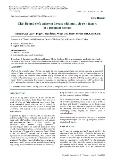 Pdf Cleft Lip And Cleft Palate A Disease With Multiple Risk Factors In A Pregnant Woman