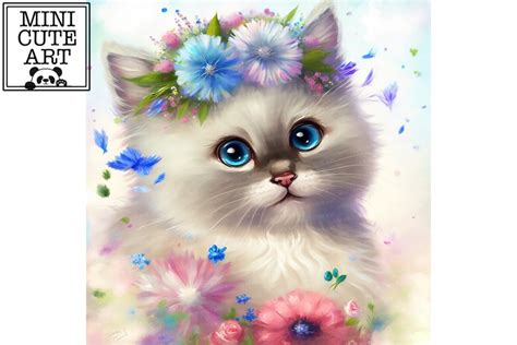 cat watercolor clip art, cute fluffy kitten (2506308)