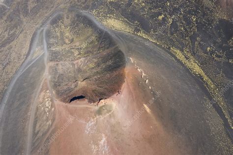 Aerial View Of Silvestri Craters On Mount Etna Sicily Italy Stock