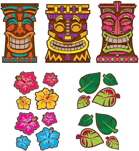 Retro Tiki Cutouts Party Decor 15 Pieces Home And Kitchen