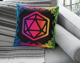 D20 Pride Flag Crochet Pillow Pattern, Dungeons and Dragons Rainbow Home Decor, Rainbow Dice ...