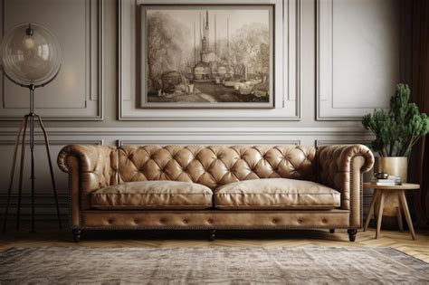 Premium AI Image | Picture of a traditional sofa in a living room