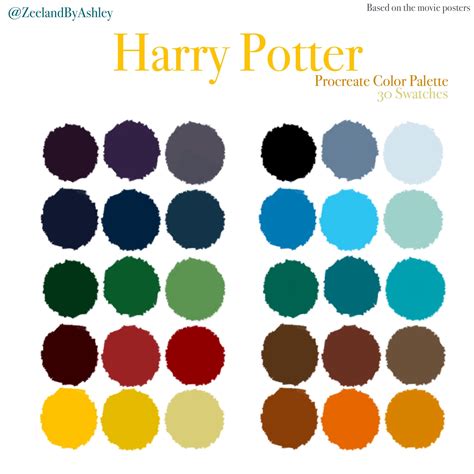 Harry Potter Themed Procreate Color Palette 30 Swatches Etsy