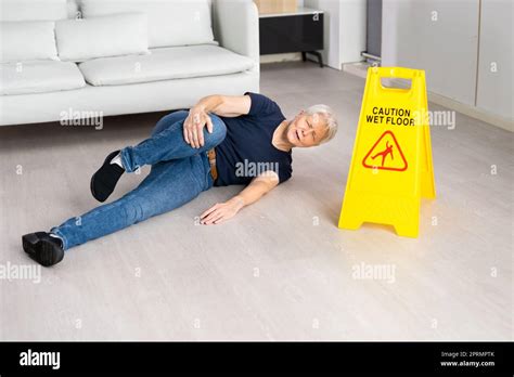 Slip Fall Accident Floor Sign Caution Stock Photo Alamy