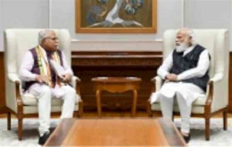 Haryana Cm Meets Pm Briefs About Farmers Protest Karnal Incident