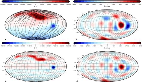 The A B Radial Field And C D Its Secular Variation At Top