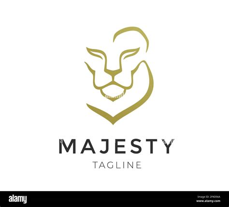 Motif Logo Face Lion élégant Silhouette Dorée à La Tête De Lion