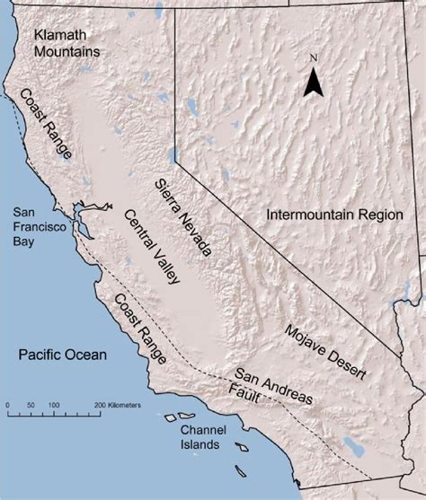 Geologic regions of California. As the old sea floor surface of the ...