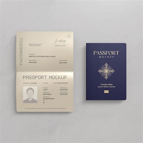 Premium Psd Travel Passport Mockup In Closed And Open Documents