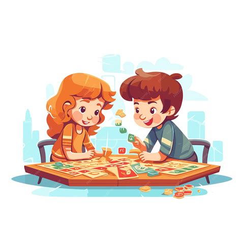 Premium Vector | Two kids having a great time while playing a board ...