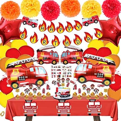 Amazon Dulousia Fire Truck Party Supplies Fireman Happy Birthday