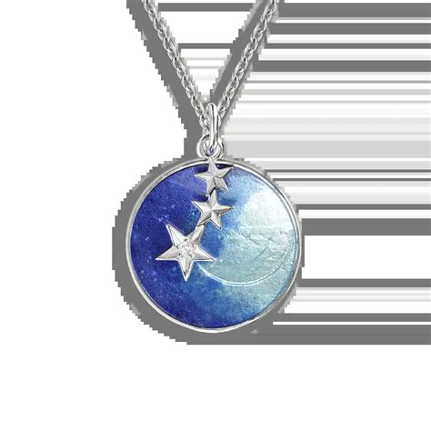 Blue 2 Part Round 3 Stars Necklace Sterling Silver Nicole Barr