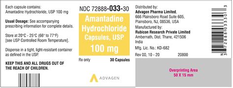 Amantadine Hydrochloride (Advagen Pharma Limited): FDA Package Insert ...