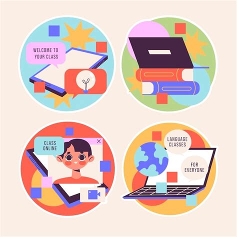 Free Vector Naive E Learning Stickers Collection