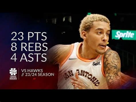 Jeremy Sochan Pts Rebs Asts Vs Hawks Season Youtube