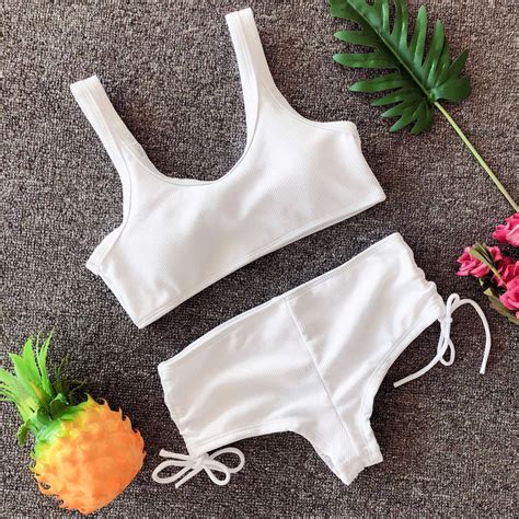 2020 MJ 120 Sexy Bikini 2019 Double Deck Grid Perspective Camisole