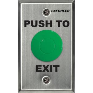 Request To Exit Plate W Green Mushroom Cap Push Button Push To Exit