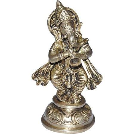 Brass Statue Of Lord Ganesha Playing Shehnai