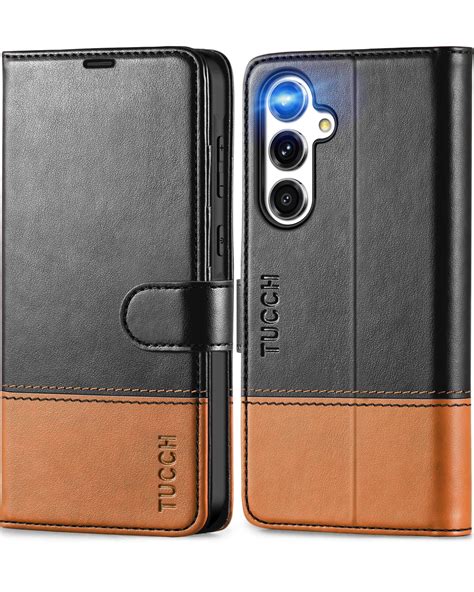 TUCCH Case Wallet For Galaxy A55 Magnetic PU Leather Kickstand RFID