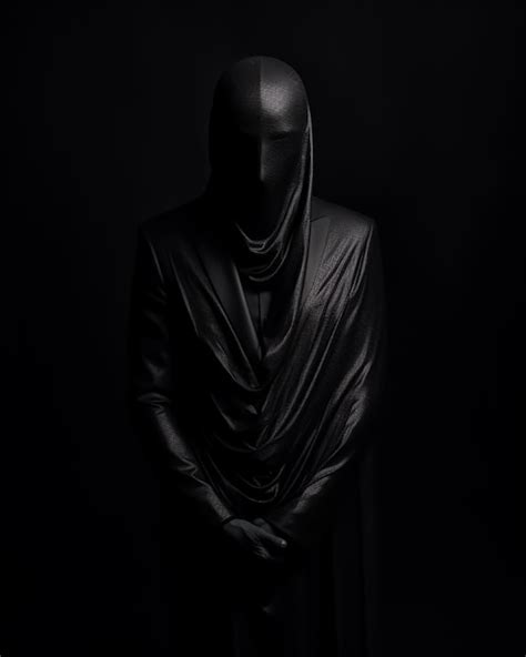 Premium AI Image A Person In A Black Costume Stands In Front Of A